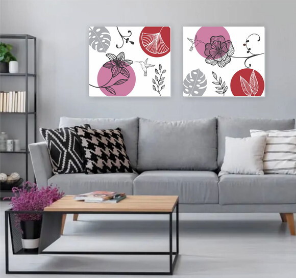 Par Telas Decorativas Pintadas à mão Garden Lilás 70x60cm