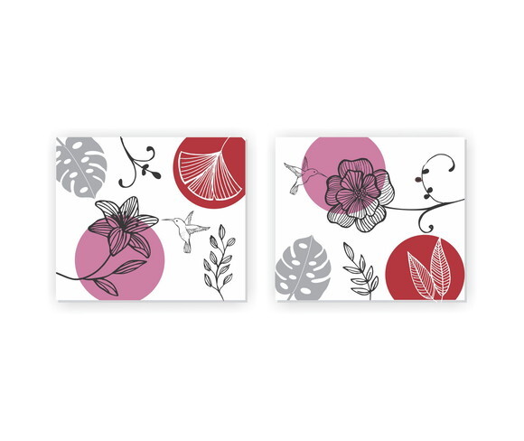 Par Telas Decorativas Pintadas à mão Garden Lilás 70x60cm
