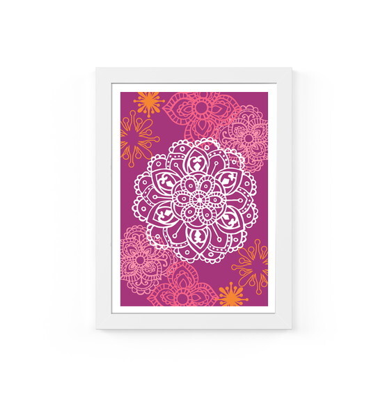 Quadro com Moldura Mandala Uva 33x24cm
