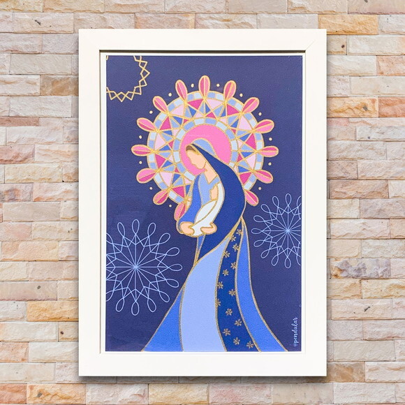 Quadro com Moldura Nossa Senhora Religioso 33x24cm