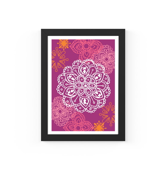 Quadro com Moldura Mandala Uva 33x24cm