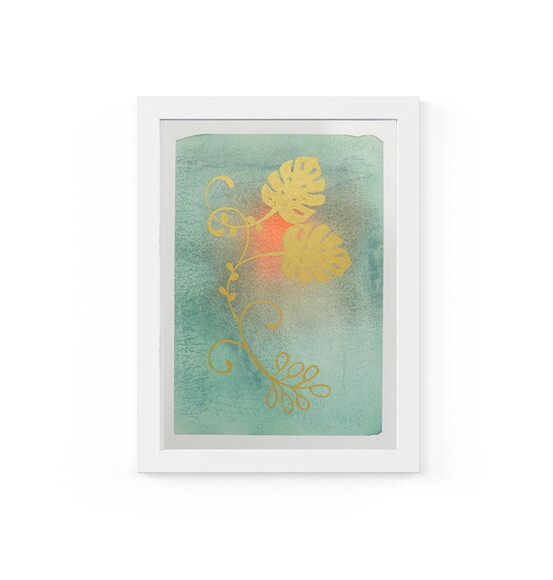 Quadro com Moldura Costela Verde Ouro 33x24