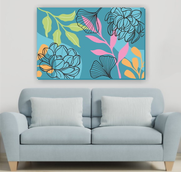 Quadro Decorativo Pintura Tela Floral Orgânica 120x80cm