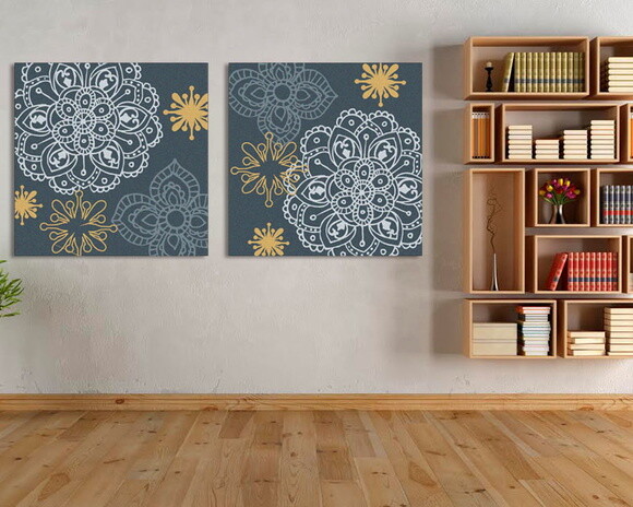 Quadro Pintura em Par de Telas Floral 70x70cm