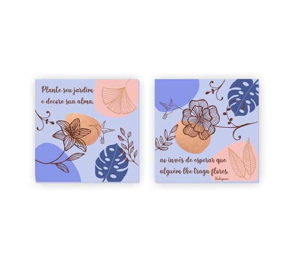 Quadro Pintura em Par de Telas Floral Organico 60X60cm