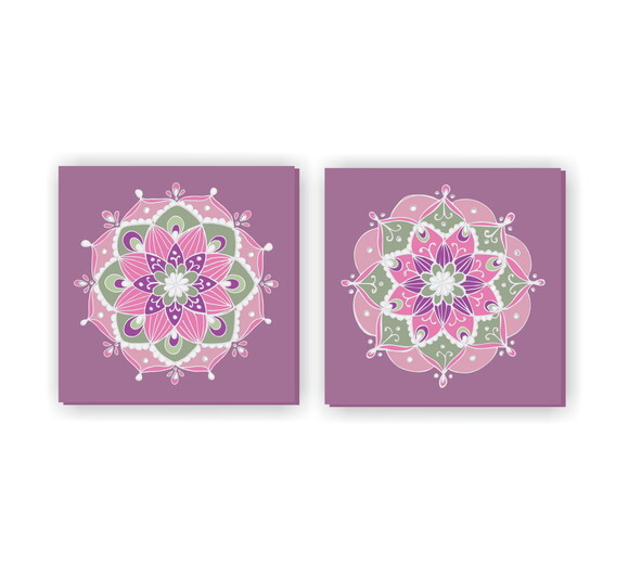 Quadro pintura em par de telas Mandala Azul 70x70