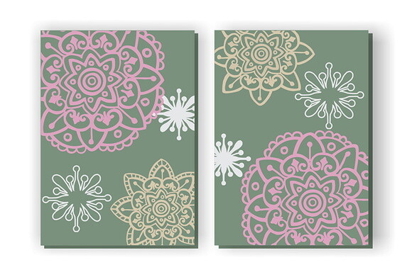 Quadro Pintura em Par de Telas Mandala Verde 50x70cm