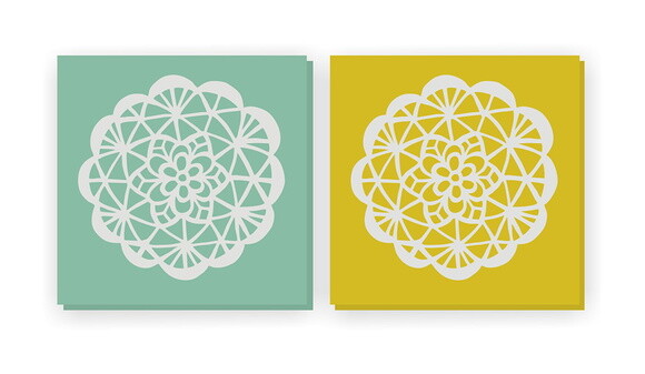 Quadro Pintura em Par de Telas Mandala Renda - 50x50cm