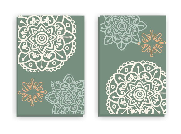 Quadro Pintura em Par de Telas Mandalas Verde 40x60cm