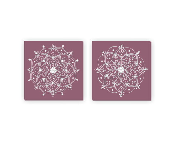 Quadro Pintura em par de Telas Rosa Antigo Prata 70X70cm