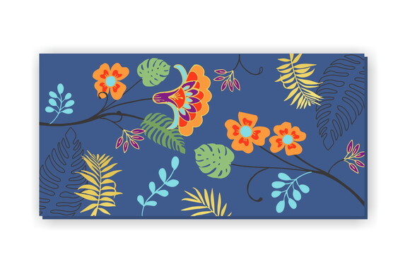 Quadro Pintura em Tela Floral azul 100X50cm