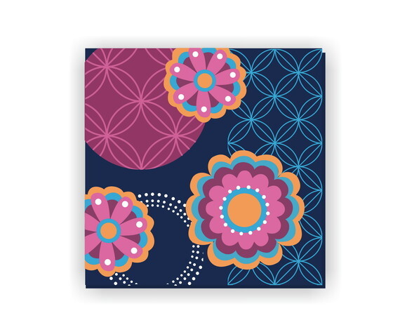 Quadro Pintura em Tela Floral Geométrico 70x70cm