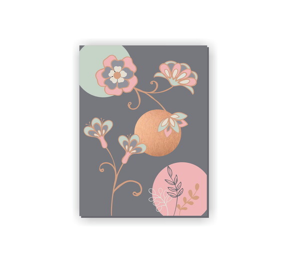 Quadro Pintura em Tela Floral Cinza Bronze 60x80cm