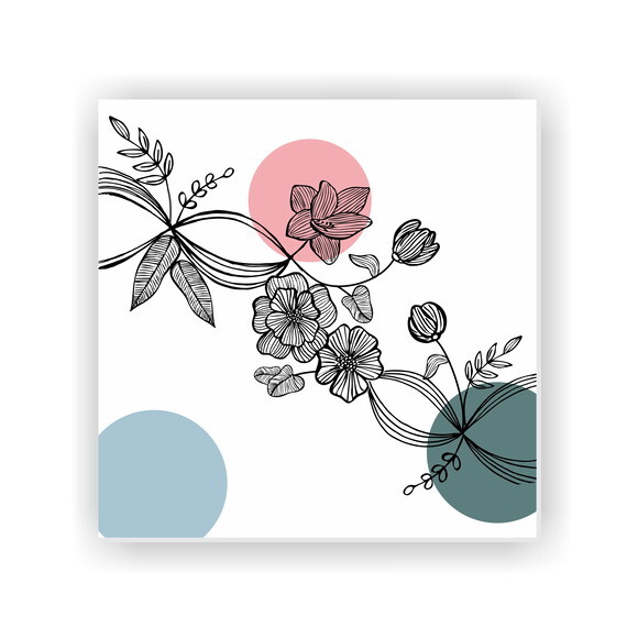 Quadro pintura em Tela Floral PB 90x90cm