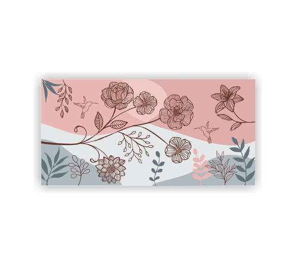 Quadro pintura em Tela Floral Orgânica Rosa 120x60cm
