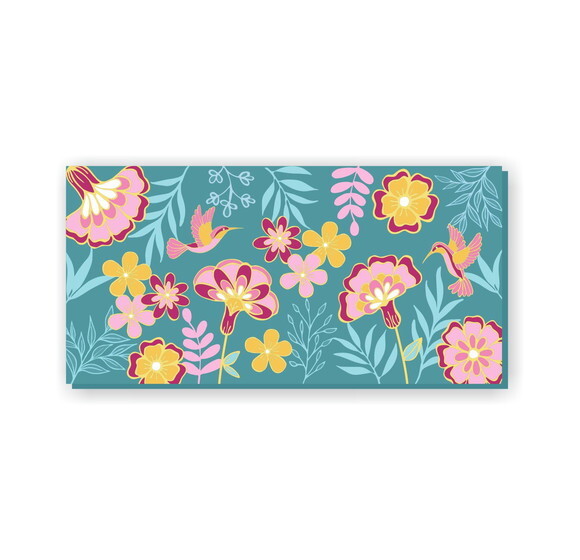 Quadro pintura em Tela Floral Turquesa 120x60cm