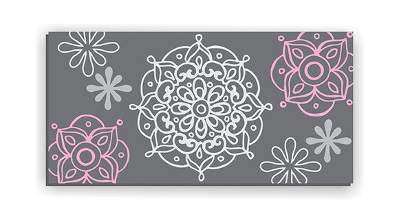 Quadro Pintura em Tela Mand.Cinza / Rosa 100X50cm