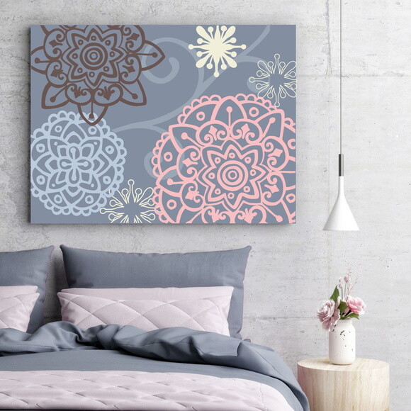 Quadro pintura em Tela Mandala Azul 80X60cm