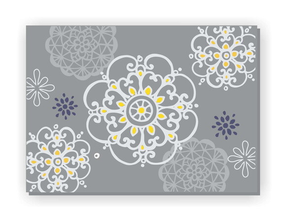 Quadro Pintura em Tela Mandala Cinza Amarela 1,00X0,70m