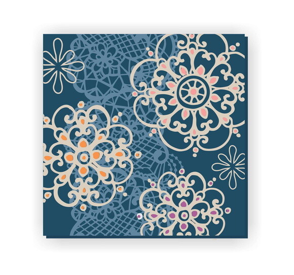 Quadro Pintura em Tela Mandala Azul Petroleo 80x80cm