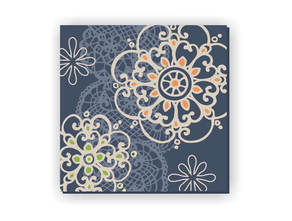 Quadro Pintura em Tela Mandala c/Renda 70x70cm