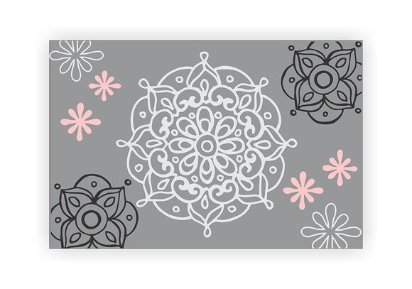 Quadro Pintura em Tela Mandala Cinza e Rosa 90X60cm