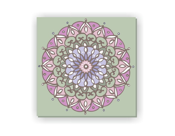 Quadro Pintura em Tela Mandala Verde 80x80cm