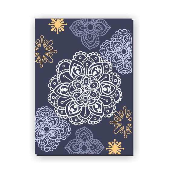 Quadro Pintura em Tela Mandala India Azul 50x70cm