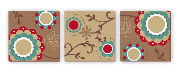 Quadro Pintura em Trio de Telas Floral Colours 50X50cm