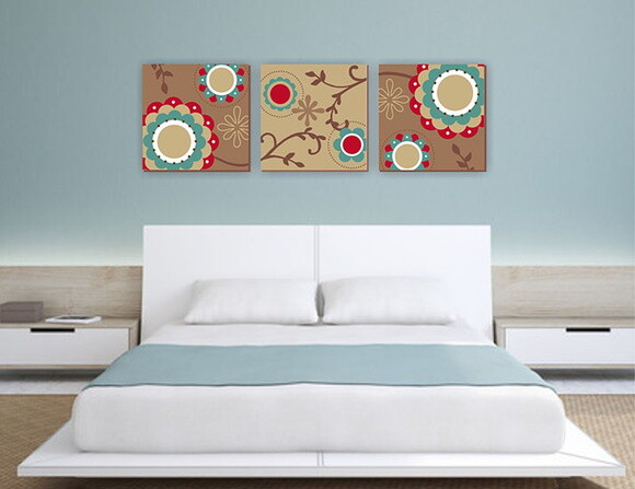 Quadro Pintura em Trio de Telas Floral Colours 50X50cm