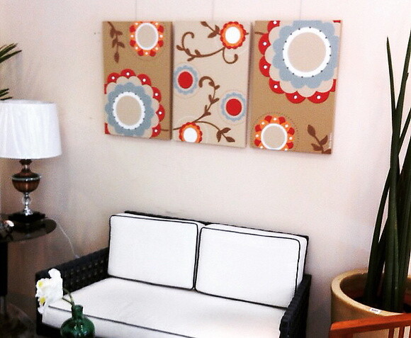 Quadro pintura em Trio de Telas Floral Colours 40x60cm