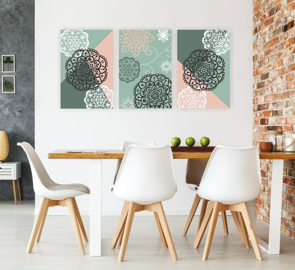Quadro pintura em Trio de Telas Geo Mandalas II 40x60cm