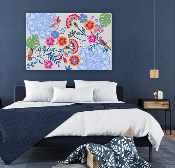 Quadro pintura Tela Floral Mandala Tropical Colors 120x80cm