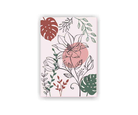 Quadro Pintura Tela Floral Orgânica Rosa 70x100cm