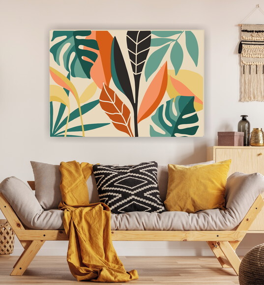Tela Decorativa Pintura Floral Abstrata Verde 100x70cm
