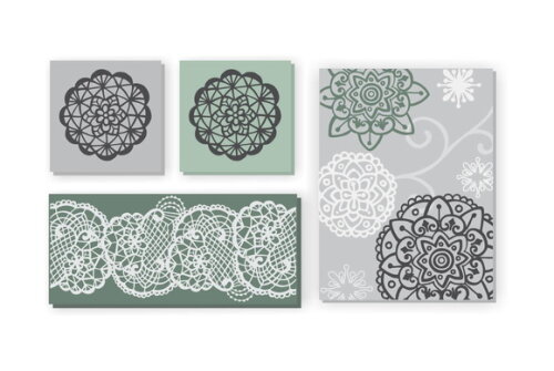 Composição 4 Quadros Pintura em tela Cinza/Verde