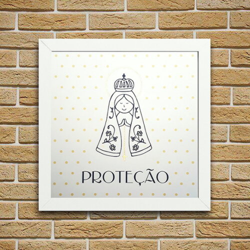 Composição de 4 Quadros com Moldura Fé - 23x23cm cada