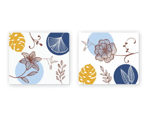 Par Telas Decorativas Pintadas à mão Garden Azull 70x60cm