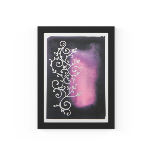 Quadro com Moldura Arabesco Preto Prata 33x24cm