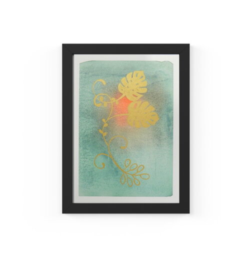 Quadro com Moldura Costela Verde Ouro 33x24