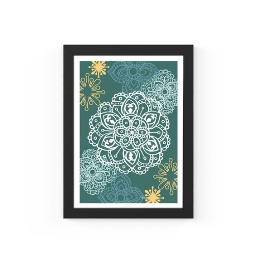 Quadro com Moldura Mandala Petróleo 33x24cm