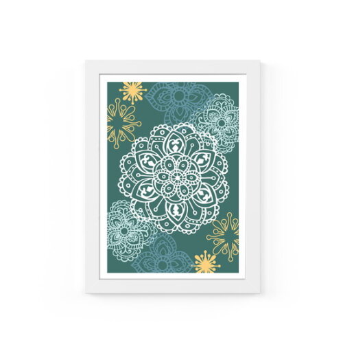 Quadro com Moldura Mandala Petróleo 33x24cm