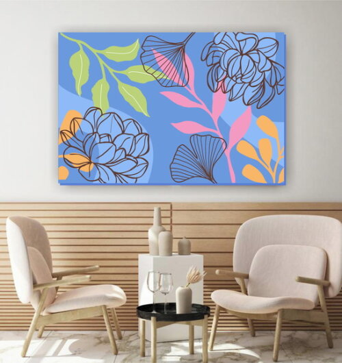 Quadro Decorativo Pintura Tela Floral Orgânica 120x80cm