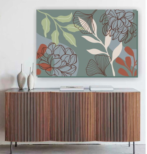 Quadro Decorativo Pintura Tela Floral Orgânica 120x80cm