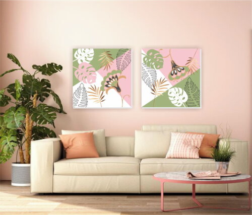 Quadro Pintura em Par de Telas Botânica Verdel 70x70cm