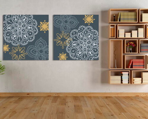 Quadro Pintura em Par de Telas Floral 70x70cm