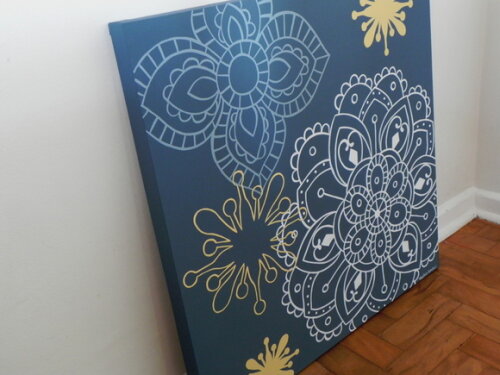 Quadro Pintura em par de Telas Floral 60X60 cm