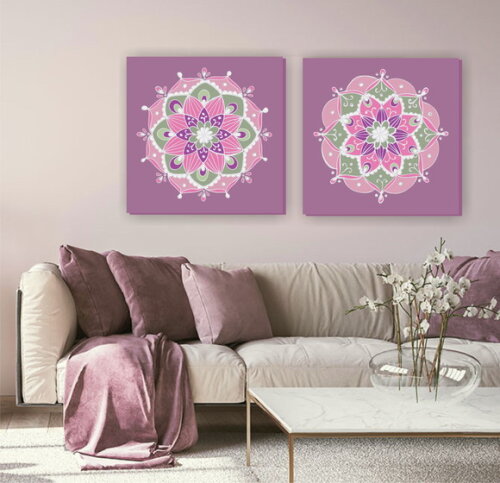 Quadro pintura em par de telas Mandala Azul 70x70