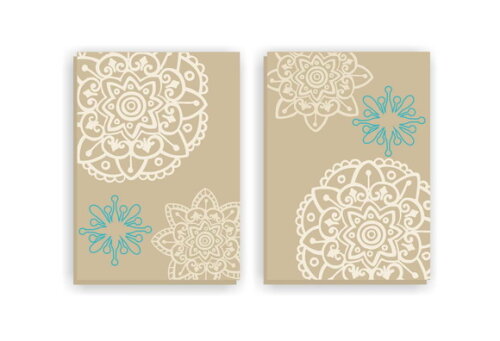 Quadro pintura em Par de Telas Mandala Fendi II 50x70cm