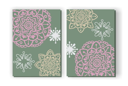 Quadro Pintura em Par de Telas Mandala Verde 50x70cm